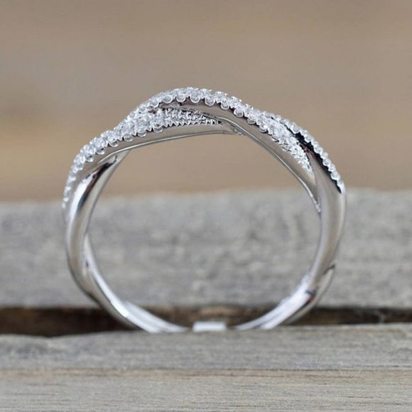 NEW 925 Silver Diamond Twisted Eternity Ring - Picture 4 of 4